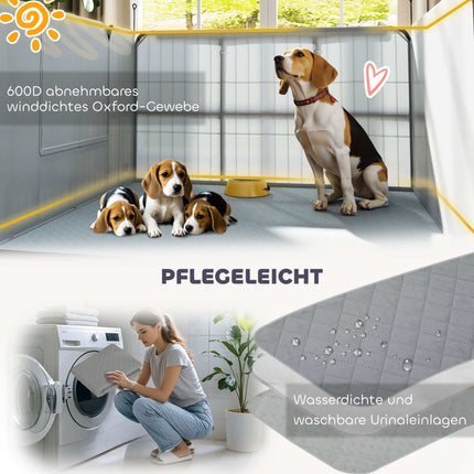 Hundewurfbox, 7 Paneele, Stahlrahmen, Oxford-Gewebe