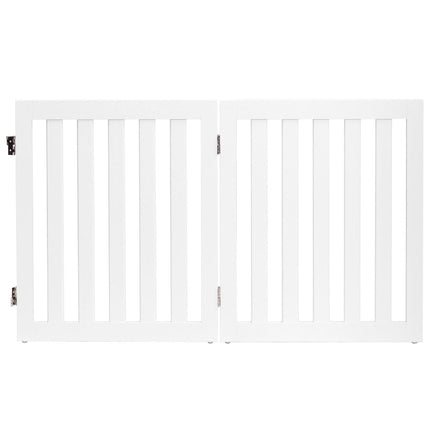 Barrière pour chien 60 cm de haut, barrière de protection en bois pliable 2 panneaux blanche