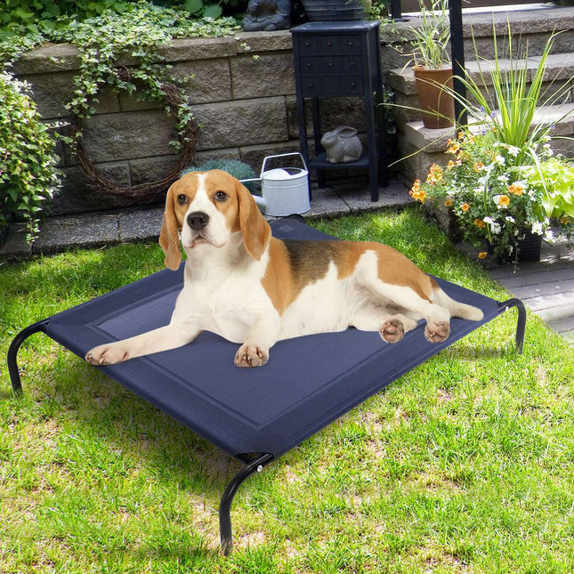 Lit pour chien chaise longue de jardin pour chien canapé d'extérieur pour chien gris 110 x 80 x 18 cm métal