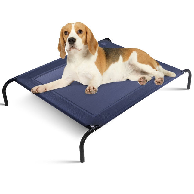 Lit pour chien chaise longue de jardin pour chien canapé d'extérieur pour chien gris 110 x 80 x 18 cm métal
