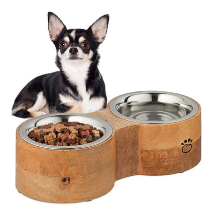 Barre de gamelles pour chien avec 2 gamelles