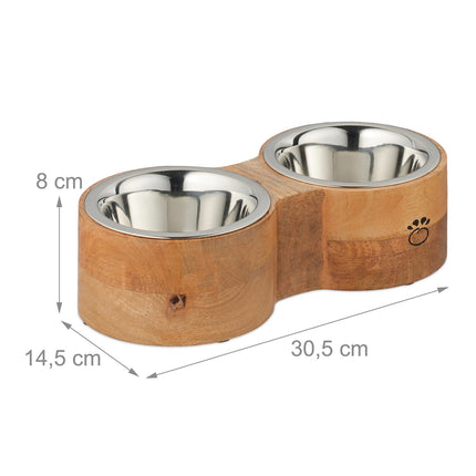 Barre de gamelles pour chien avec 2 gamelles