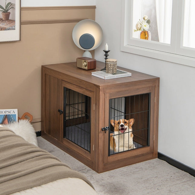 Cage pour chien cage pour animaux combinaison de boîte pour animaux de compagnie et table d'appoint avec coussin 92 x 59 x 66,5 cm