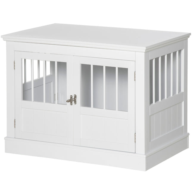 Cage pour chien, meuble à 3 portes, niche pour chien, cage pour chien pour la maison, 78 x 53 x 59,3 cm, blanc