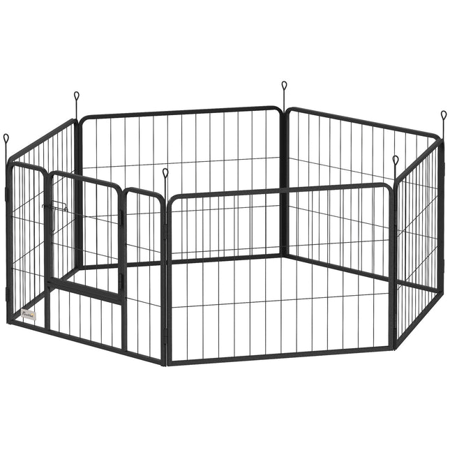 Hundegitter, 6-teilig, Stahl, faltbar, für drinnen/draußen