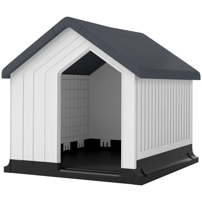 Wetterfeste Hundehütte mit Fenster, Asphaltdach 62x61x60 cm