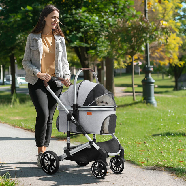 Zusammenklappbarer 3-in-1 Tierkinderwagen mit Kissen und Netzfenster