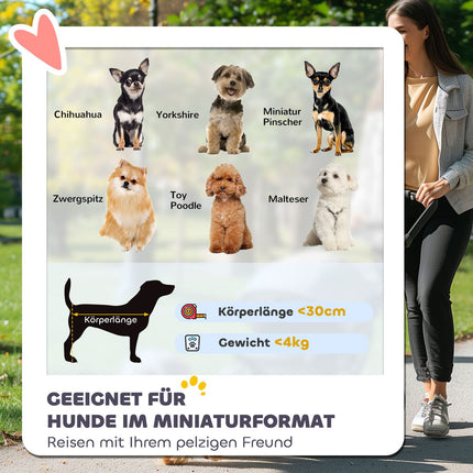Zusammenklappbarer Tierwagen für Hunde und Katzen bis 4 kg, mit Netz und Stauraum