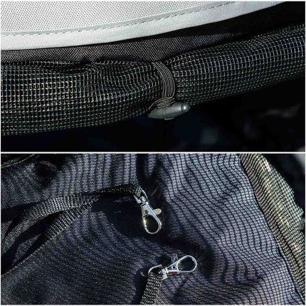 Poussette pour chien poussette pour chien pliable pour chiens et chats jusqu'à 4 kg poussette pour chat avec fenêtres en filet, bandoulière, sac de rangement, porte-gobelet parapluie poussette pour chat gris clair