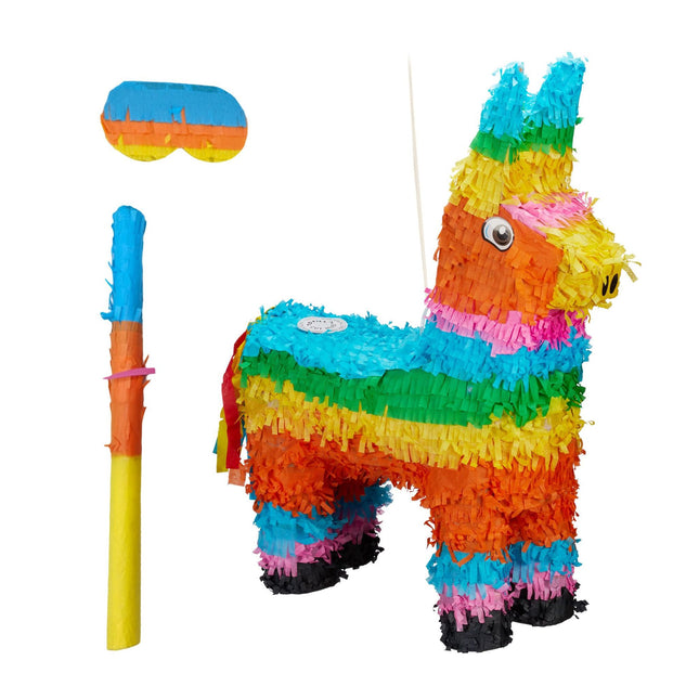 Piñata âne avec chauve-souris et masque pour fêtes