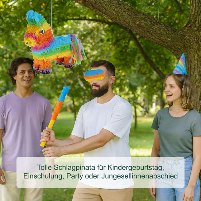 Piñata âne avec bâton et masque