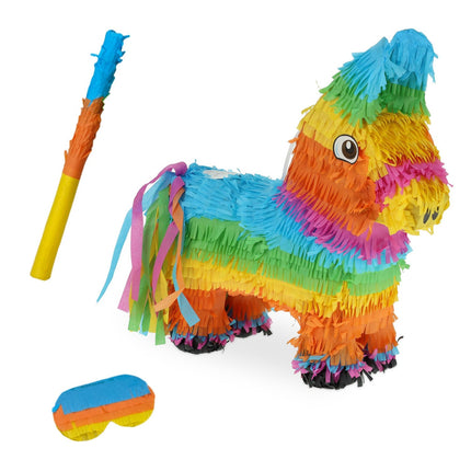 Esel Piñata Set mit Stock und Maske