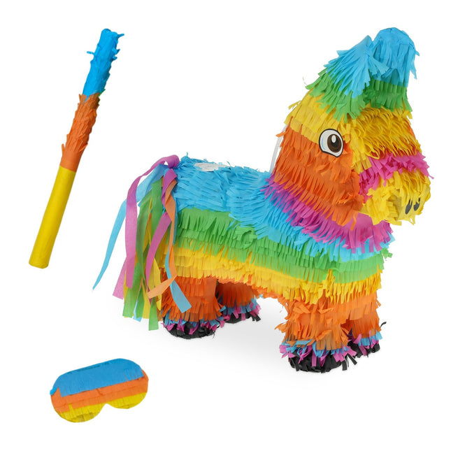 Piñata âne avec bâton et masque