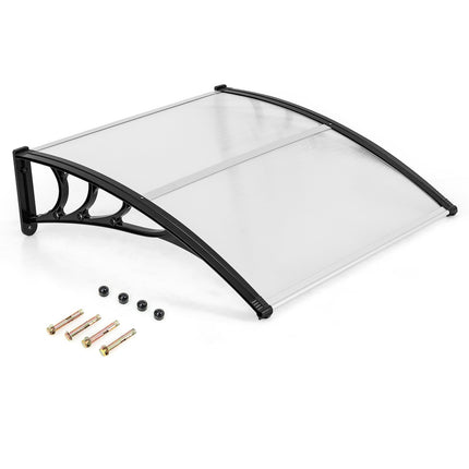 Auvent de porte 102 x 99 cm, aluminium et polycarbonate, argent