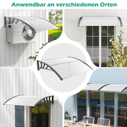 Auvent de porte 122 x 99 cm - Gris/Argent, résistant aux intempéries