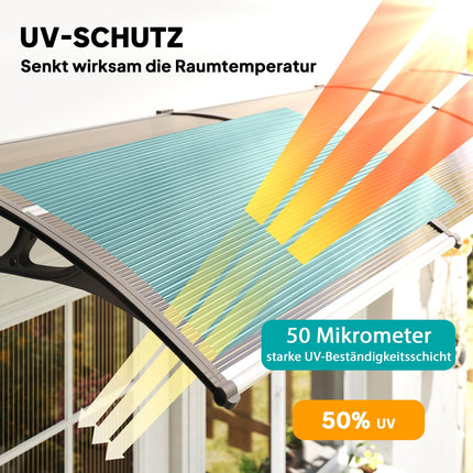 Vordach, wetterfest, braun, 303x96x27 cm, Aluminium