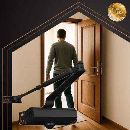Ferme-porte noir, 40-65 kg, vitesse réglable