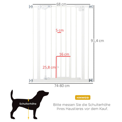 Gate for dogs and babies - no drill, automatic closing, 74-80 cm
