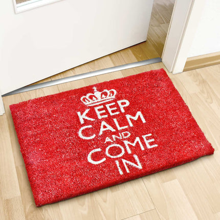 Door mat "Keep calm and come in" red