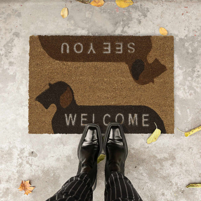 Paillasson en fibre de coco « Welcome/See You »