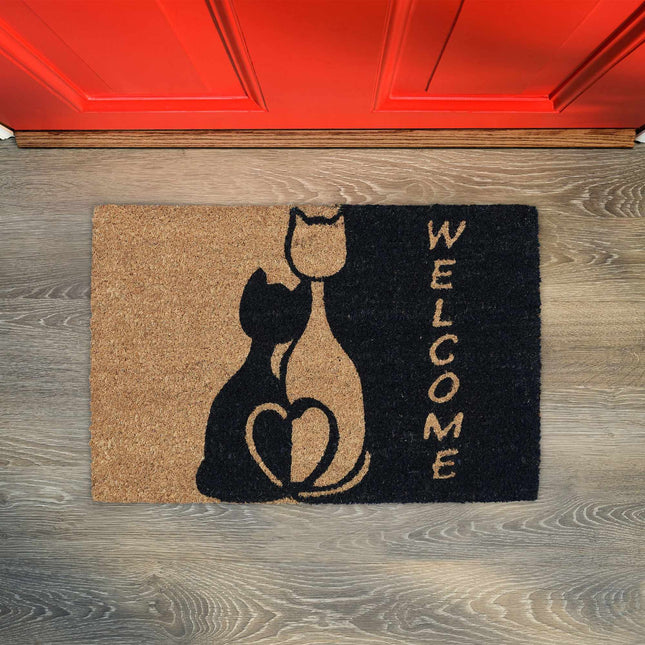 Fußmatte Kokosfaser "Welcome" mit Katze