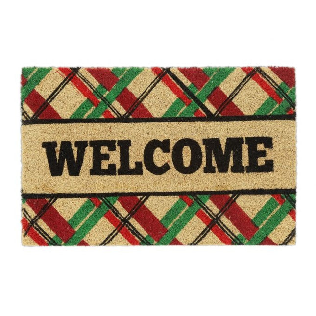 Fußmatte Kokosfaser "Welcome" mit Quadraten