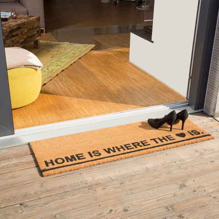 Paillasson long en fibre de coco "Home is ..."