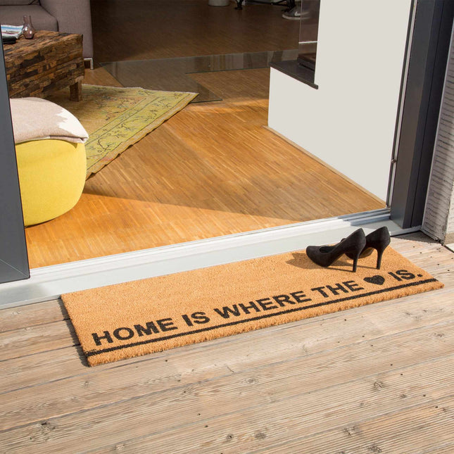 Paillasson long en fibre de coco "Home is ..."