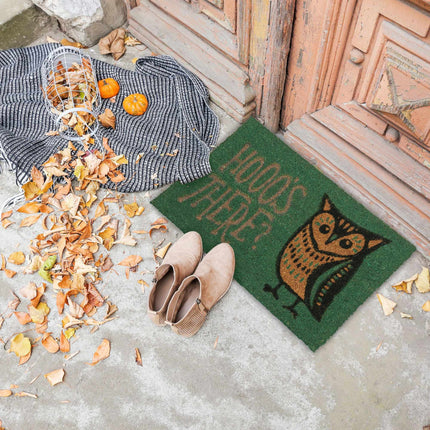 Paillasson en fibre de coco hibou et texte