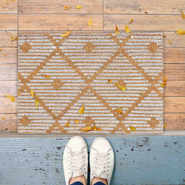 Paillasson en fibre de coco à motif à carreaux