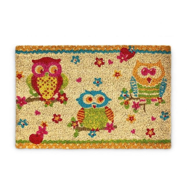 Fußmatte Kokosfaser mit Eulen 40x60 cm
