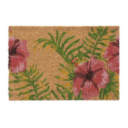 Paillasson en fibre de coco avec motif tropical