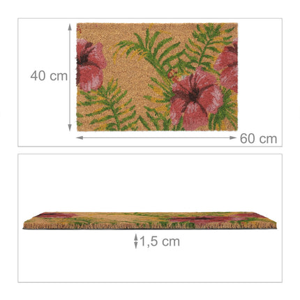 Paillasson en fibre de coco avec motif tropical