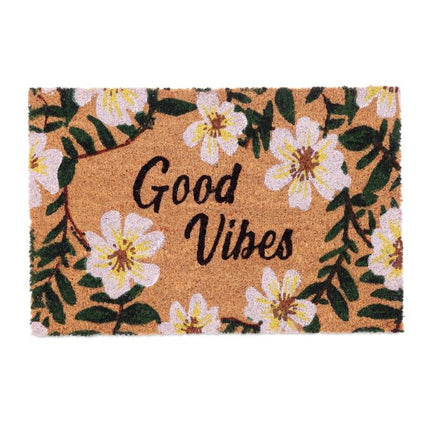 Fußmatte aus Kokosnuss Blumen "Good Vibes
