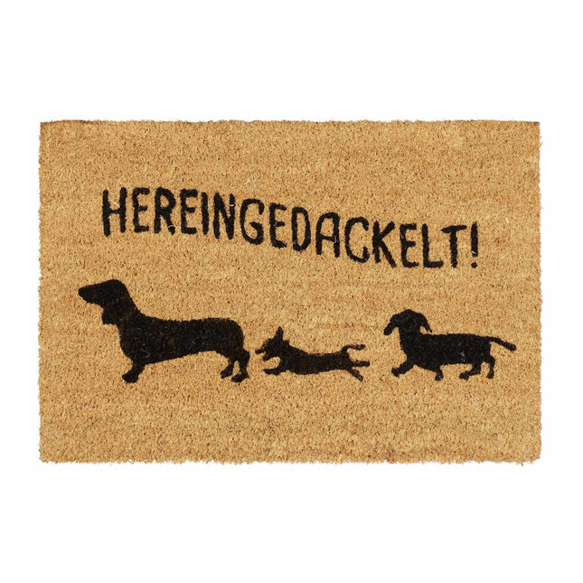 Paillasson en noix de coco « Hereingedackelt »