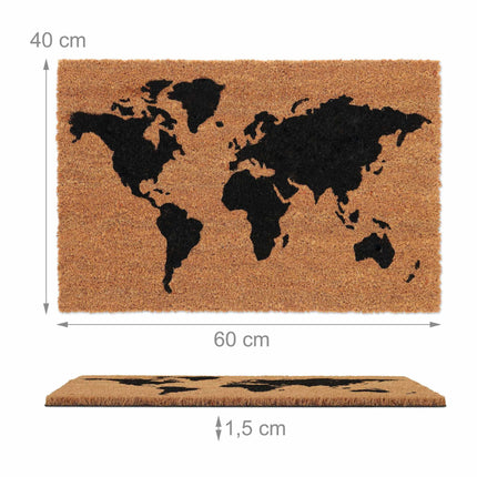 Door mat with world map in coconut