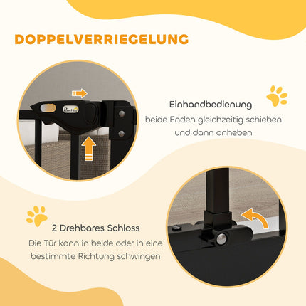 Barrière de sécurité pour chiens, barrière de sécurité, 74-87 cm, barrière d'escalier pour animaux domestiques, barrière pour chiens avec diverses extensions, barrière de protection sans perçage, métal, plastique, noir |