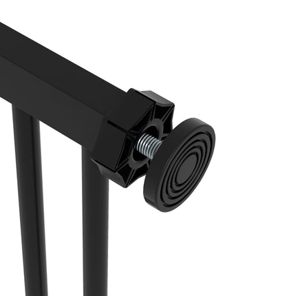 Barrière de sécurité pour chiens, barrière de sécurité, 74-87 cm, barrière d'escalier pour animaux domestiques, barrière pour chiens avec diverses extensions, barrière de protection sans perçage, métal, plastique, noir |