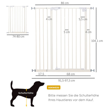 Verstellbares Haustier-Schutzgitter, ohne Bohren, doppelte Verriegelung, 97,5–104,1 cm