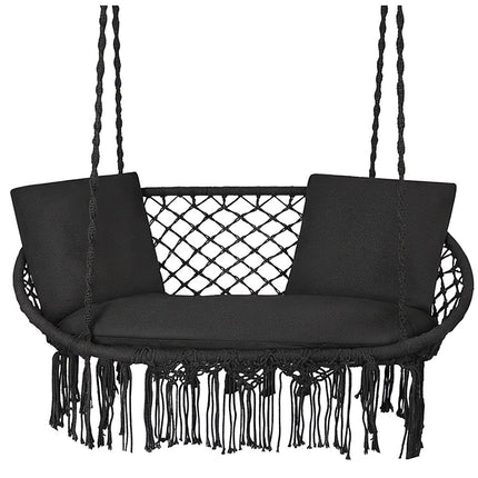 Doppel-Storchennestschaukel Schwarz, 300kg Tragkraft, 2-Sitzer