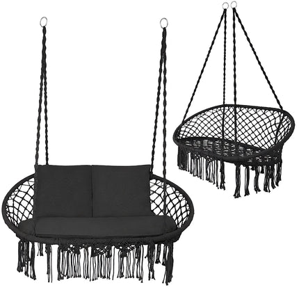 Doppel-Storchennestschaukel Schwarz, 300kg Tragkraft, 2-Sitzer