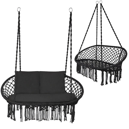 Doppel-Storchennestschaukel Schwarz, 300kg Tragkraft, 2-Sitzer