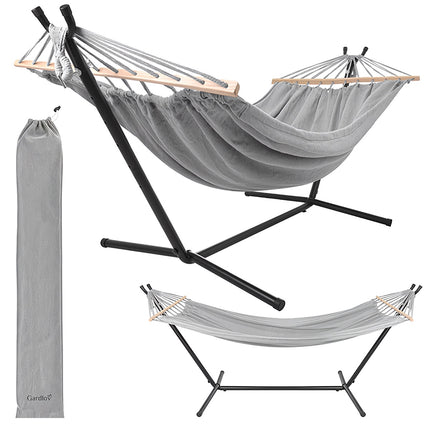 Hamac de jardin double avec cadre, 200 x 150 cm, capacité de charge 250 kg
