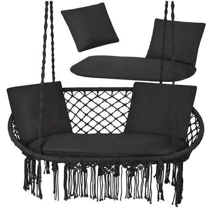 Doppelschaukelkissen-Set, Schwarz, Polyester-Baumwolle