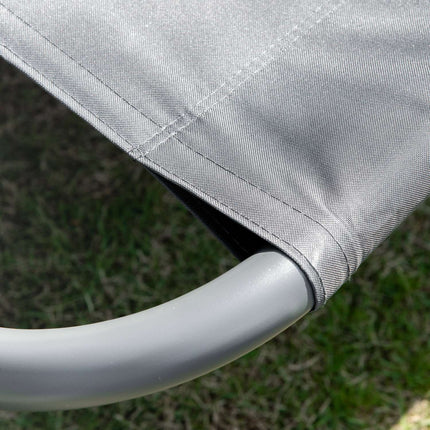 Chaise Longue Double Avec Toit, Chaise Longue Enroulable, Chaise Longue De Relaxation, Acier, Gris, 200X170X134Cm