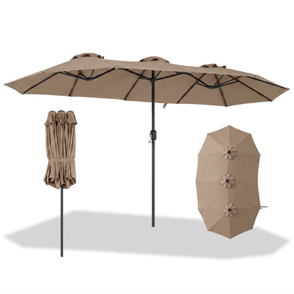 Doppel-Sonnenschirm, 400x215 cm, Braun, Wasserabweisend