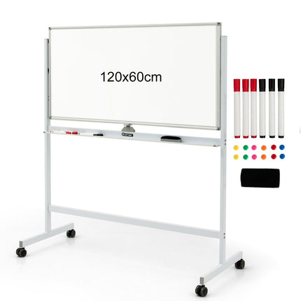 Tableau blanc mobile magnétique double face tableau effaçable à sec réglable sur roulettes blanc