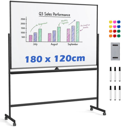 Tableau blanc magnétique mobile double face avec support réglable