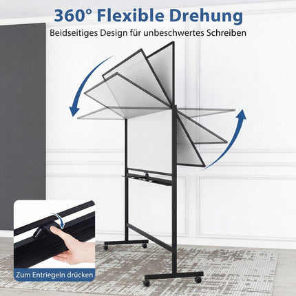 Tableau blanc magnétique mobile double face avec support réglable