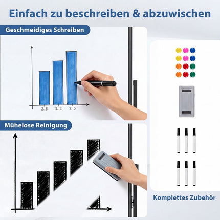 Tableau blanc magnétique mobile double face avec support réglable
